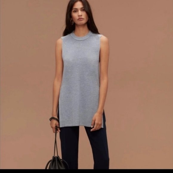 Aritzia Sweaters - *SOLD* ARITZIA | WILFRED 100% wool Palmier sweater tunic blue sleeveless sz XS
